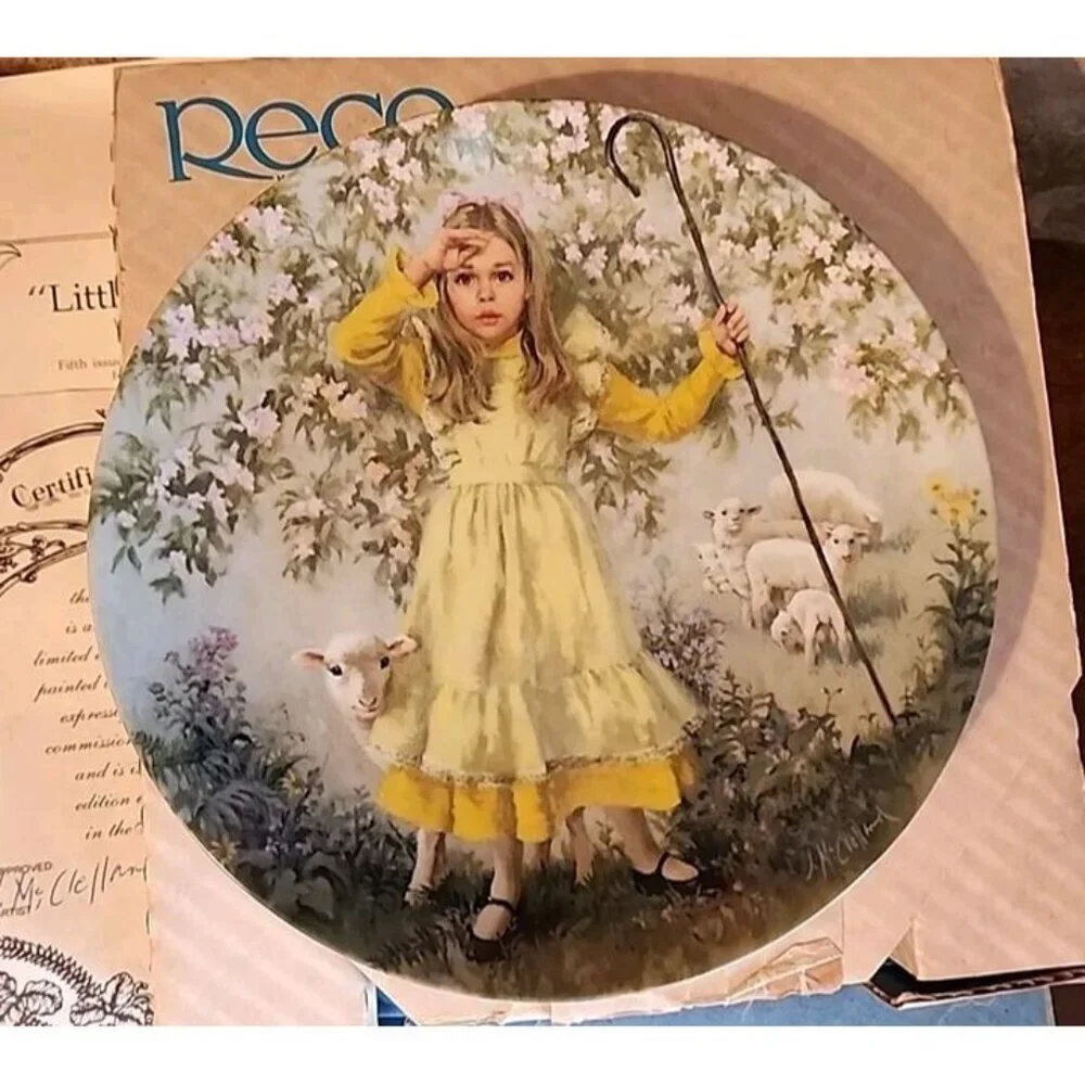 Vtg 1983 Little Bo Peep Collector Plate by John McClelland Mother Goose COA